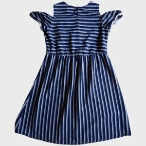 5/$25 SALE! Wonder Nation Blue and White Cold Shoulder Striped Dress